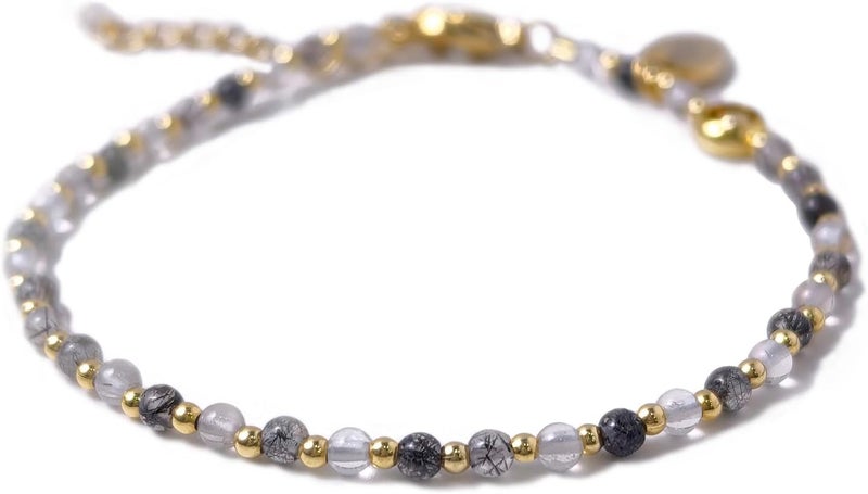 Morchic 3mm Tiny Beads Natural Gemstone Bracelet for Women, Adjustable 7.1" Energy Gem Charm Jewelry, Dainty Handmade Birthday Gift - Image 1
